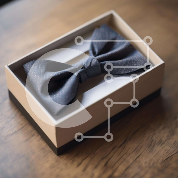 Σετ των 2 Intra Συλλεκτικό Ξύλινο Παζλ Plywood  4mm - Μαύρο παπιγιόν σε λευκό κουτί σε ξύλινο τραπέζι Σε Ξύλινο Κουτί - Διαστάσεις: 10x10 cm – 25 κομμάτια