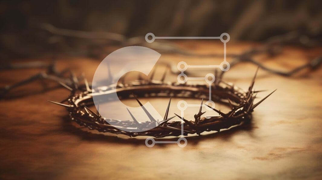 Intra Συλλεκτικό Ξύλινο Παζλ Plywood  4mm - Κορώνα από αγκάθια σε παλιό ξύλινο τραπέζι Σε Ξύλινο Κουτί - Διαστάσεις Puzzle: 10x10 cm – 25 κομμάτια