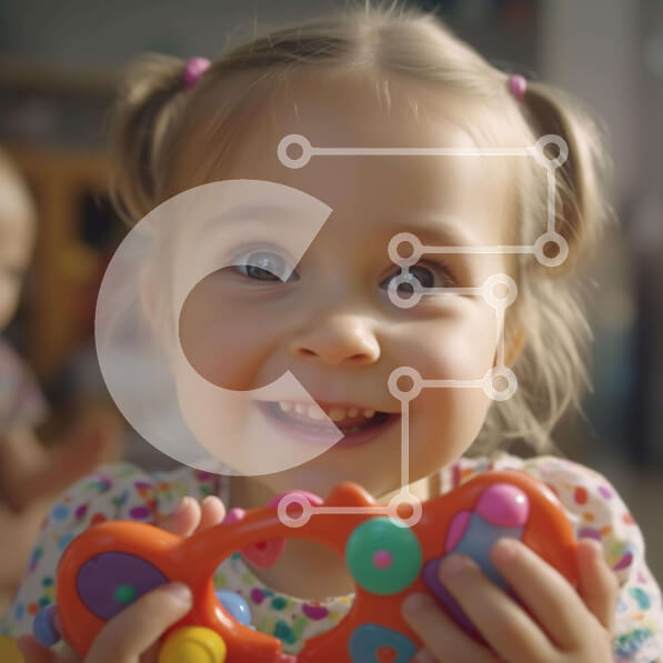 Intra Συλλεκτικό Ξύλινο Παζλ Plywood  4mm - Νεαρό κορίτσι με το πορτοκαλί παιχνίδι Σε Ξύλινο Κουτί - Διαστάσεις Puzzle: 10x10 cm – 25 κομμάτια