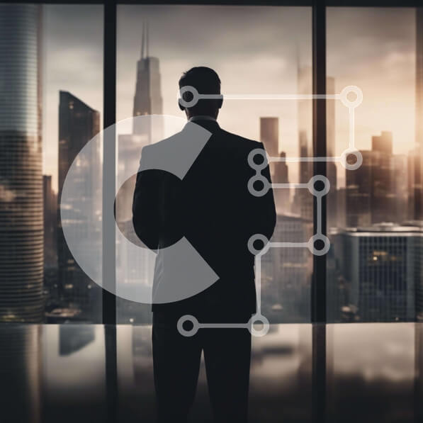 Intra Συλλεκτικό Ξύλινο Παζλ Plywood  4mm - Επιχειρηματίας στα Windows Skyline της πόλης Σε Ξύλινο Κουτί - Διαστάσεις Puzzle: 10x10 cm – 25 κομμάτια