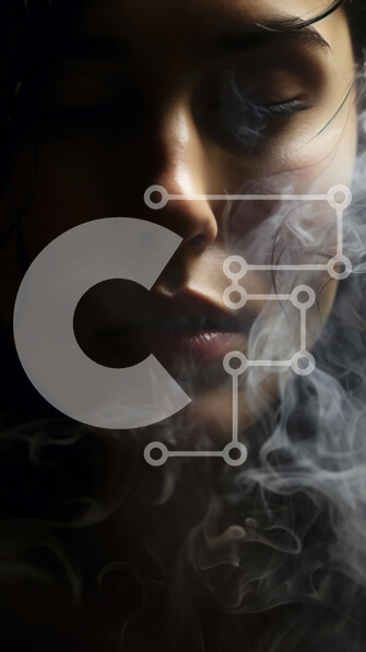 Intra Συλλεκτικό Ξύλινο Παζλ Plywood  4mm - Γυναίκα που εκπνέει καπνό Σε Ξύλινο Κουτί - Διαστάσεις Puzzle: 10x10 cm – 25 κομμάτια