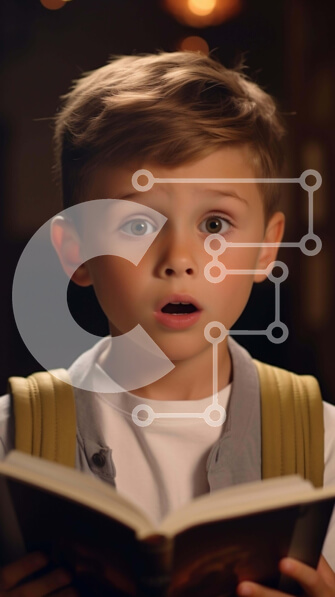 Intra Συλλεκτικό Ξύλινο Παζλ Plywood  4mm - Βιβλίο ανάγνωσης του Surprised Young Boy Σε Ξύλινο Κουτί - Διαστάσεις Puzzle: 10x10 cm – 25 κομμάτια