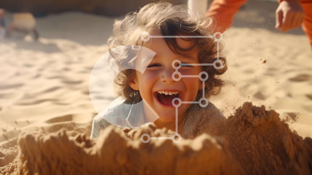 Intra Συλλεκτικό Ξύλινο Παζλ Plywood  4mm - Νεαρό αγόρι που παίζει στην άμμο στην παραλία Σε Ξύλινο Κουτί - Διαστάσεις Puzzle: 10x10 cm – 25 κομμάτια