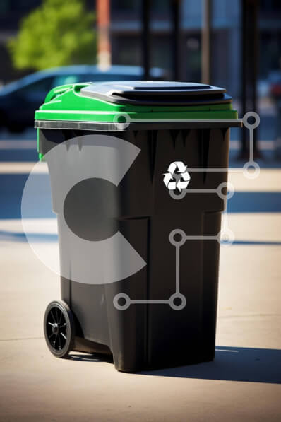 Intra Συλλεκτικό Ξύλινο Παζλ Plywood  4mm - Μαύρος και πράσινος κάδος απορριμμάτων στο πεζοδρόμιο με αυτοκίνητα Σε Ξύλινο Κουτί - Διαστάσεις: 10x10 cm – 25 κομμάτια