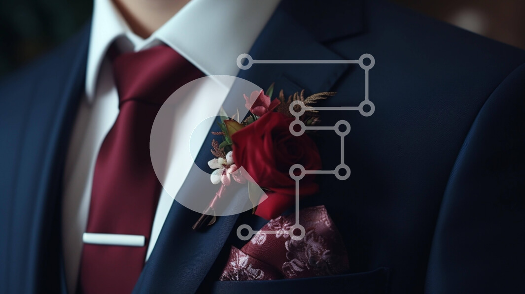 Intra Συλλεκτικό Ξύλινο Παζλ Plywood  4mm - Κομψός άνδρας με μπλε κοστούμι με κόκκινα τριαντάφυλλα Σε Ξύλινο Κουτί - Διαστάσεις Puzzle: 10x10 cm – 25 κομμάτια