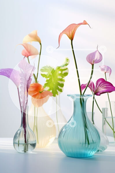 Σετ των 2 Intra Συλλεκτικό Ξύλινο Παζλ Plywood  4mm - Πολύχρωμα βάζα λουλουδιών με τριαντάφυλλα, γαρύφαλλα και μαργαρίτες Σε Ξύλινο Κουτί - Διαστάσεις: 10x10 cm – 25 κομμάτια