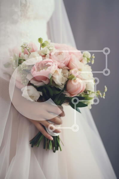 Intra Συλλεκτικό Ξύλινο Παζλ Plywood  4mm - Ρομαντική νύφη με ροζ και λευκό λουλούδι μπουκέτο Σε Ξύλινο Κουτί - Διαστάσεις Puzzle: 10x10 cm – 25 κομμάτια