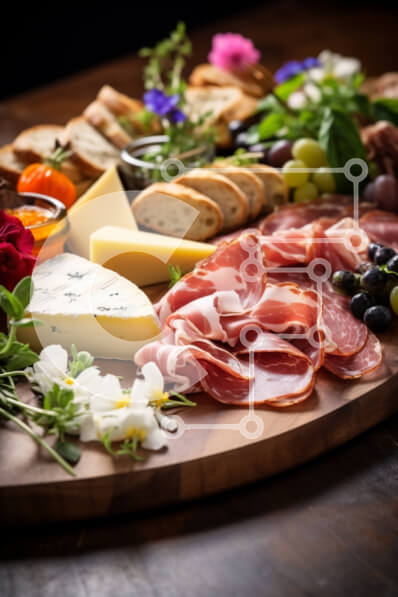 Σετ των 2 Intra Συλλεκτικό Ξύλινο Παζλ Plywood  4mm - Ποικιλία με κρέας και τυρί σε ξύλινη σανίδα κοπής Σε Ξύλινο Κουτί - Διαστάσεις: 10x10 cm – 25 κομμάτια