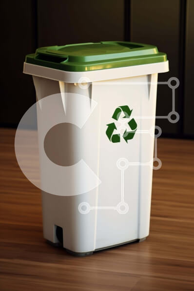 Intra Συλλεκτικό Ξύλινο Παζλ Plywood  4mm - Λευκός και πράσινος κάδος απορριμμάτων σε ξύλινο πάτωμα Σε Ξύλινο Κουτί - Διαστάσεις: 10x10 cm – 25 κομμάτια