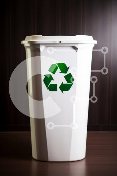 Intra Συλλεκτικό Ξύλινο Παζλ Plywood  4mm - Λευκός κάδος απορριμμάτων με σύμβολο ανακύκλωσης Σε Ξύλινο Κουτί - Διαστάσεις: 10x10 cm – 25 κομμάτια