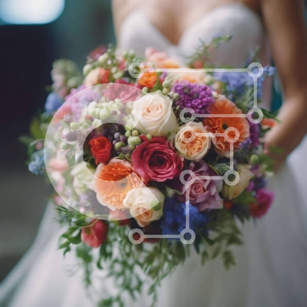 Intra Συλλεκτικό Ξύλινο Παζλ Plywood  4mm - Πολύχρωμη νυφική ​​ανθοδέσμη στη γαμήλια τελετή Σε Ξύλινο Κουτί - Διαστάσεις: 10x10 cm – 25 κομμάτια