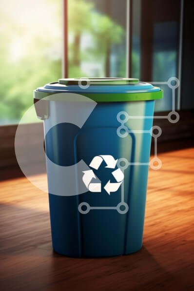 Intra Συλλεκτικό Ξύλινο Παζλ Plywood  4mm - Μπλε κάδος απορριμμάτων ανακύκλωσης στο δωμάτιο Σε Ξύλινο Κουτί - Διαστάσεις: 10x10 cm – 25 κομμάτια