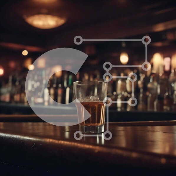 Σετ των 2 Intra Συλλεκτικό Ξύλινο Παζλ Plywood  4mm - Ποτήρι ουίσκι σε άδειο πάγκο μπαρ Σε Ξύλινο Κουτί - Διαστάσεις: 10x10 cm – 25 κομμάτια