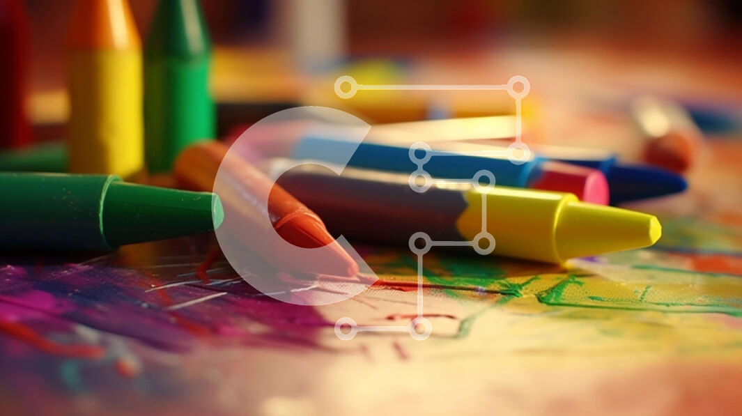 Intra Συλλεκτικό Ξύλινο Παζλ Plywood  4mm - Συστοιχία πολύχρωμων κραγιόνια στο τραπέζι Σε Ξύλινο Κουτί - Διαστάσεις: 10x10 cm – 25 κομμάτια