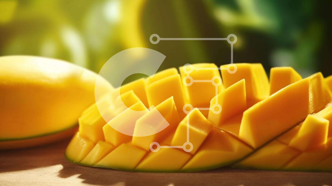 Σετ των 2 Intra Συλλεκτικό Ξύλινο Παζλ Plywood  4mm - Φρέσκα μάνγκο σε ξύλινο τραπέζι Σε Ξύλινο Κουτί - Διαστάσεις: 10x10 cm – 25 κομμάτια