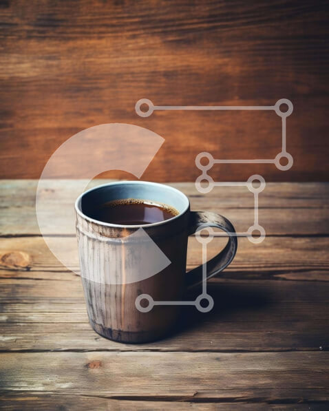 Σετ των 2 Intra Συλλεκτικό Ξύλινο Παζλ Plywood  4mm - Φλιτζάνι καφέ σε παλαιωμένο ξύλινο τραπέζι Σε Ξύλινο Κουτί - Διαστάσεις: 10x10 cm – 25 κομμάτια