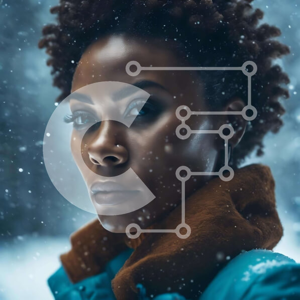 Intra Συλλεκτικό Ξύλινο Παζλ Plywood  4mm - Μαύρη γυναίκα στο χιόνι με κλειστά μάτια Σε Ξύλινο Κουτί - Διαστάσεις Puzzle: 10x10 cm – 25 κομμάτια