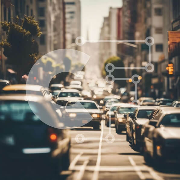 Intra Συλλεκτικό Ξύλινο Παζλ Plywood  4mm - Πολυσύχναστος δρόμος της πόλης με αυτοκίνητα και φανάρια Σε Ξύλινο Κουτί - Διαστάσεις Puzzle: 10x10 cm – 25 κομμάτια