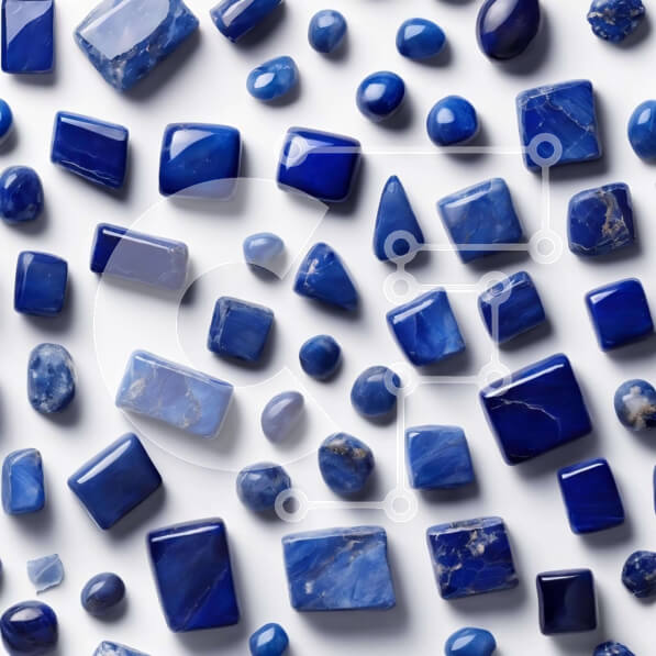 Σετ των 2 Intra Συλλεκτικό Ξύλινο Παζλ Plywood  4mm - Συλλογή από μπλε πολύτιμους λίθους σε λευκή επιφάνεια Σε Ξύλινο Κουτί - Διαστάσεις: 10x10 cm – 25 κομμάτια