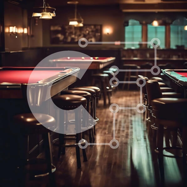 Intra Συλλεκτικό Ξύλινο Παζλ Plywood  4mm - Μπαρ με τραπέζια και καρέκλες μπιλιάρδου Σε Ξύλινο Κουτί - Διαστάσεις Puzzle: 10x10 cm – 25 κομμάτια