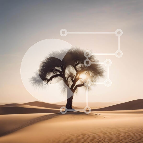 Intra Συλλεκτικό Ξύλινο Παζλ Plywood  4mm - Μοναχικό δέντρο στην έρημο στο ηλιοβασίλεμα Σε Ξύλινο Κουτί - Διαστάσεις: 10x10 cm – 25 κομμάτια