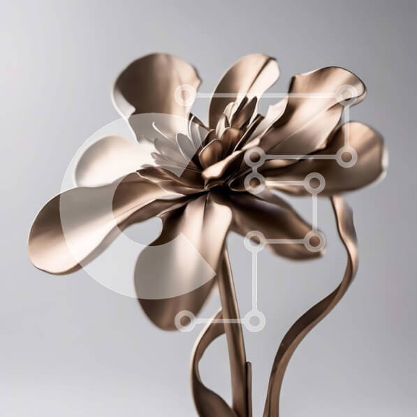 Intra Συλλεκτικό Ξύλινο Παζλ Plywood  4mm - Μεταλλικό γλυπτό λουλουδιών από χαλκό Σε Ξύλινο Κουτί - Διαστάσεις Puzzle: 10x10 cm – 25 κομμάτια