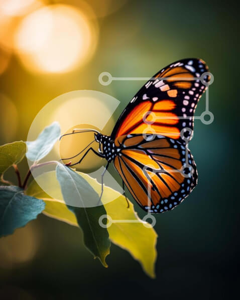 Intra Συλλεκτικό Ξύλινο Παζλ Plywood  4mm - Πεταλούδα μονάρχης σκαρφαλωμένη στο φύλλο Σε Ξύλινο Κουτί - Διαστάσεις: 10x10 cm – 25 κομμάτια