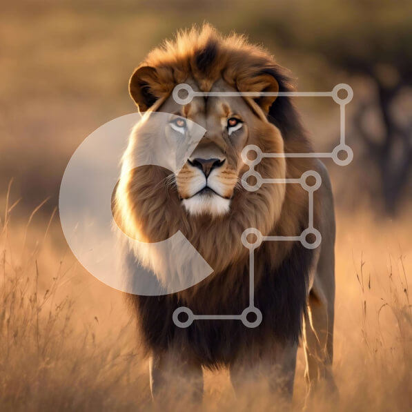 Intra Συλλεκτικό Ξύλινο Παζλ Plywood  4mm - Majestic Lion στο Grassy Field Σε Ξύλινο Κουτί - Διαστάσεις: 10x10 cm – 25 κομμάτια