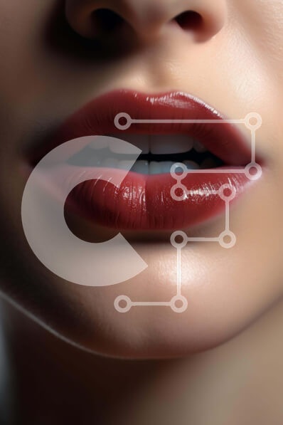 Intra Συλλεκτικό Ξύλινο Παζλ Plywood  4mm - Κοντινό πλάνο του γυναικείου προσώπου με κόκκινα χείλη και μαύρους κύκλους Σε Ξύλινο Κουτί - Διαστάσεις Puzzle: 10x10 cm – 25 κομμάτια