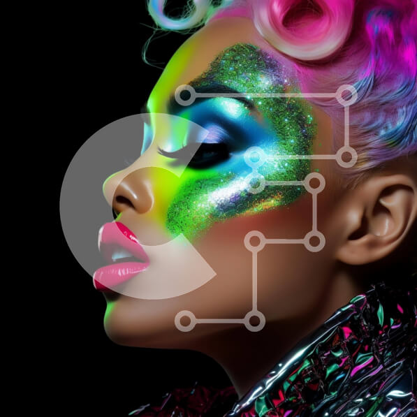 Σετ των 2 Intra Συλλεκτικό Ξύλινο Παζλ Plywood  4mm - Κομψή γυναίκα με πολύχρωμο μακιγιάζ και μαλλιά Σε Ξύλινο Κουτί - Διαστάσεις: 10x10 cm – 25 κομμάτια