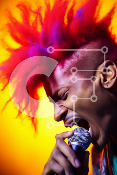 Intra Συλλεκτικό Ξύλινο Παζλ Plywood  4mm - Νεαρός άνδρας με πολύχρωμα μαλλιά που τραγουδά στο μικρόφωνο Σε Ξύλινο Κουτί - Διαστάσεις Puzzle: 10x10 cm – 25 κομμάτια