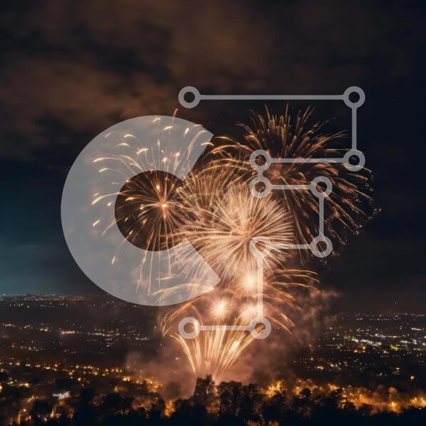 Intra Συλλεκτικό Ξύλινο Παζλ Plywood  4mm - Ζωντανή οθόνη πυροτεχνημάτων που φωτίζει τον νυχτερινό ουρανό Σε Ξύλινο Κουτί - Διαστάσεις: 10x10 cm – 25 κομμάτια