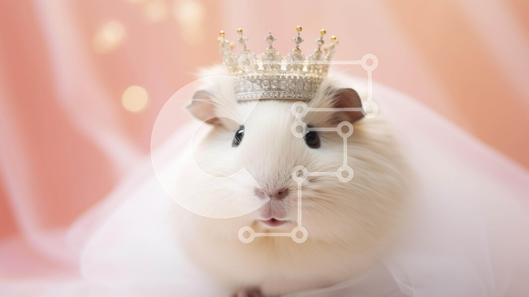 Σετ των 2 Intra Συλλεκτικό Ξύλινο Παζλ Plywood  4mm - Λευκό ινδικό χοιρίδιο σε χρυσό στέμμα και διακοσμήσεις Σε Ξύλινο Κουτί - Διαστάσεις: 10x10 cm – 25 κομμάτια