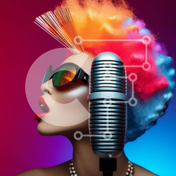 Σετ των 2 Intra Συλλεκτικό Ξύλινο Παζλ Plywood  4mm - Κομψή γυναίκα με ζωηρά μαλλιά και μικρόφωνο Σε Ξύλινο Κουτί - Διαστάσεις: 10x10 cm – 25 κομμάτια