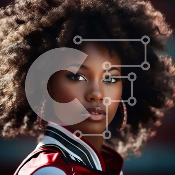 Intra Συλλεκτικό Ξύλινο Παζλ Plywood  4mm - Πορτρέτο μιας νεαρής γυναίκας με σγουρά μαλλιά και αθλητική στολή Σε Ξύλινο Κουτί - Διαστάσεις Puzzle: 10x10 cm – 25 κομμάτια