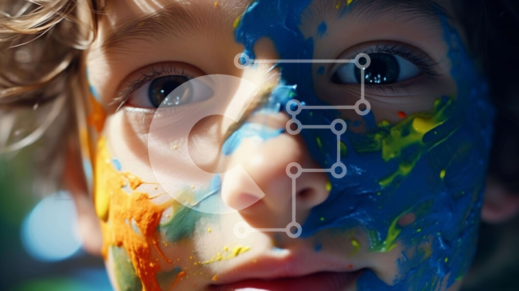 Intra Συλλεκτικό Ξύλινο Παζλ Plywood  4mm - Νεαρό αγόρι με πολύχρωμο χρώμα στο πρόσωπο Σε Ξύλινο Κουτί - Διαστάσεις Puzzle: 10x10 cm – 25 κομμάτια