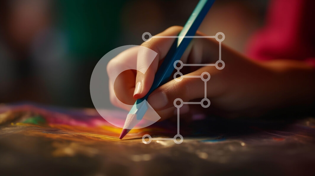 Intra Συλλεκτικό Ξύλινο Παζλ Plywood  4mm - Καλλιτεχνικό σχέδιο με πορτοκαλί μολύβι Σε Ξύλινο Κουτί - Διαστάσεις Puzzle: 10x10 cm – 25 κομμάτια