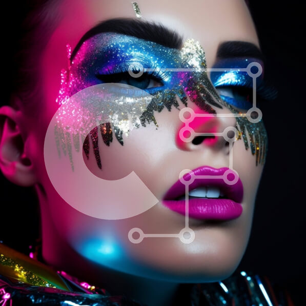 Σετ των 2 Intra Συλλεκτικό Ξύλινο Παζλ Plywood  4mm - Γυναίκα με πολύχρωμο μακιγιάζ και αστραφτερές λεπτομέρειες Σε Ξύλινο Κουτί - Διαστάσεις: 10x10 cm – 25 κομμάτια