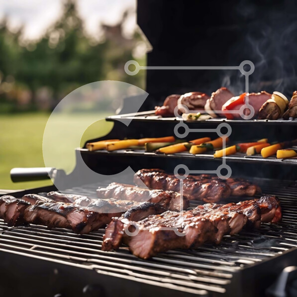 Σετ των 2 Intra Συλλεκτικό Ξύλινο Παζλ Plywood  4mm - Ψησταριά εξωτερικού χώρου με διάφορα φαγητά να μαγειρεύονται Σε Ξύλινο Κουτί - Διαστάσεις: 10x10 cm – 25 κομμάτια