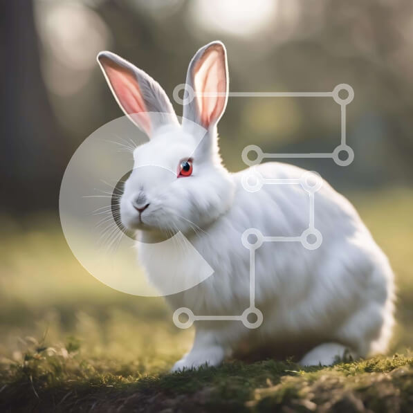 Intra Συλλεκτικό Ξύλινο Παζλ Plywood  4mm - Λευκό λαγουδάκι με κόκκινα μάτια που κάθεται στο γρασίδι Σε Ξύλινο Κουτί - Διαστάσεις: 10x10 cm – 25 κομμάτια