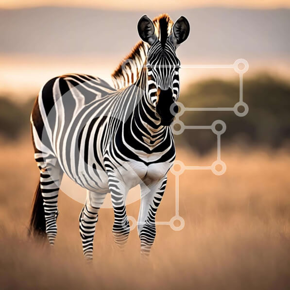 Intra Συλλεκτικό Ξύλινο Παζλ Plywood  4mm - Ζέβρα στο γρασίδι στο ηλιοβασίλεμα Σε Ξύλινο Κουτί - Διαστάσεις: 10x10 cm – 25 κομμάτια