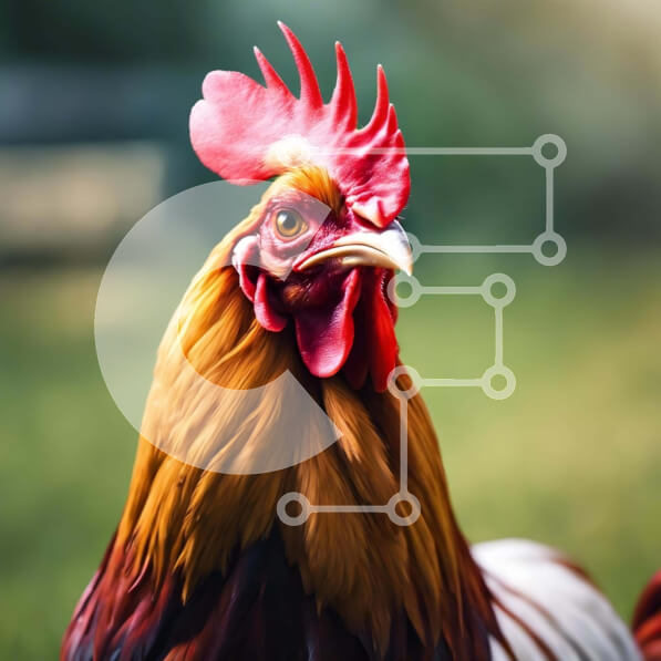 Intra Συλλεκτικό Ξύλινο Παζλ Plywood  4mm - Κόκκινος και άσπρος κόκορας στο γρασίδι Σε Ξύλινο Κουτί - Διαστάσεις: 10x10 cm – 25 κομμάτια