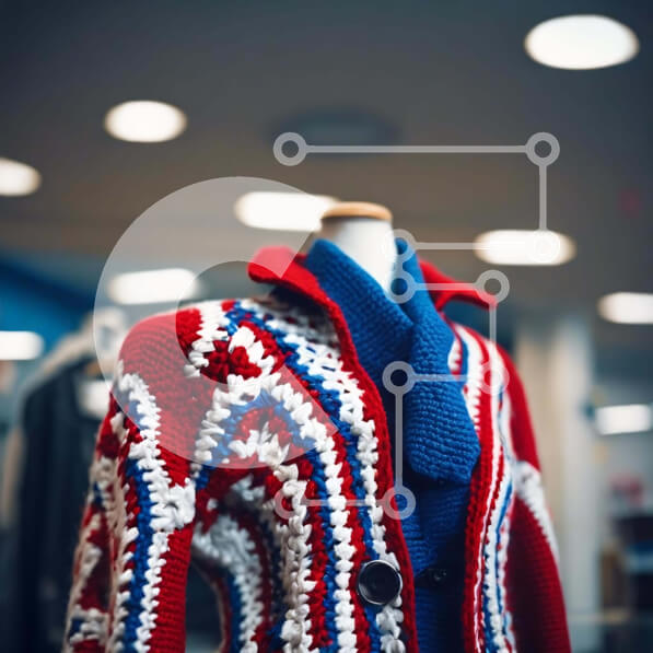 Σετ των 2 Intra Συλλεκτικό Ξύλινο Παζλ Plywood  4mm - Πολύχρωμο πουλόβερ με κροσέ στο κεφάλι του μανεκέν Σε Ξύλινο Κουτί - Διαστάσεις: 10x10 cm – 25 κομμάτια