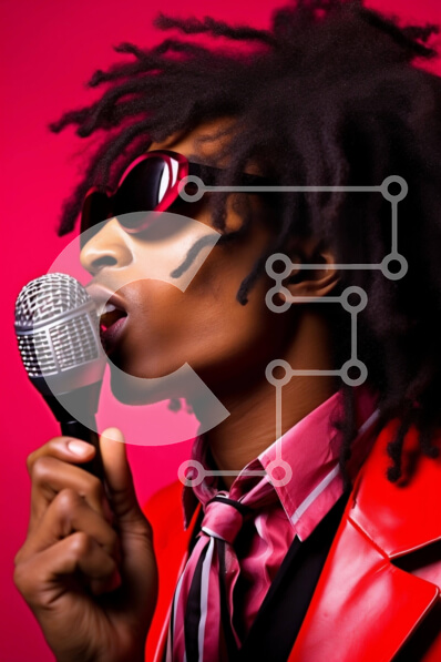 Intra Συλλεκτικό Ξύλινο Παζλ Plywood  4mm - Άνδρας που τραγουδά στο μικρόφωνο με το κόκκινο σακάκι Σε Ξύλινο Κουτί - Διαστάσεις Puzzle: 10x10 cm – 25 κομμάτια