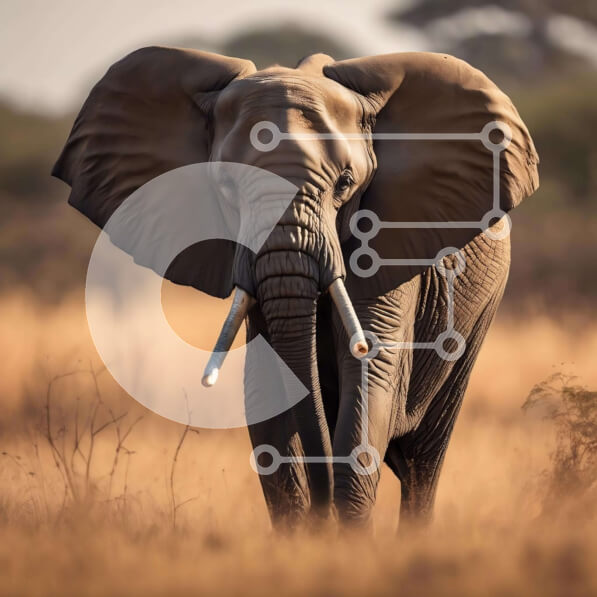 Intra Συλλεκτικό Ξύλινο Παζλ Plywood  4mm - Ελέφαντας που περπατά σε χορταριασμένο χωράφι με κορμούς επάνω Σε Ξύλινο Κουτί - Διαστάσεις: 10x10 cm – 25 κομμάτια