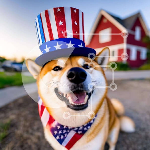 Intra Συλλεκτικό Ξύλινο Παζλ Plywood  4mm - Patriotic Dog που γιορτάζει την 4η Ιουλίου με καπέλο American Flag και Bandana Σε Ξύλινο Κουτί - Διαστάσεις: 10x10 cm – 25 κομμάτια