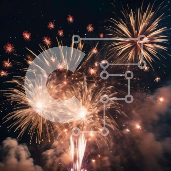 Intra Συλλεκτικό Ξύλινο Παζλ Plywood  4mm - Πολύχρωμα πυροτεχνήματα που φωτίζουν τον νυχτερινό ουρανό Σε Ξύλινο Κουτί - Διαστάσεις: 10x10 cm – 25 κομμάτια