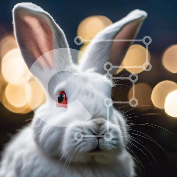 Intra Συλλεκτικό Ξύλινο Παζλ Plywood  4mm - Κοντινό πλάνο Λευκό Λαγουδάκι με κόκκινα μάτια Σε Ξύλινο Κουτί - Διαστάσεις: 10x10 cm – 25 κομμάτια