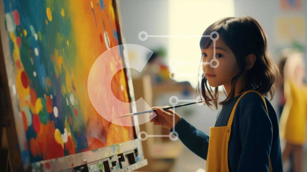 Intra Συλλεκτικό Ξύλινο Παζλ Plywood  4mm - Νεαρό κορίτσι που ζωγραφίζει σε ένα στούντιο τέχνης Σε Ξύλινο Κουτί - Διαστάσεις Puzzle: 10x10 cm – 25 κομμάτια