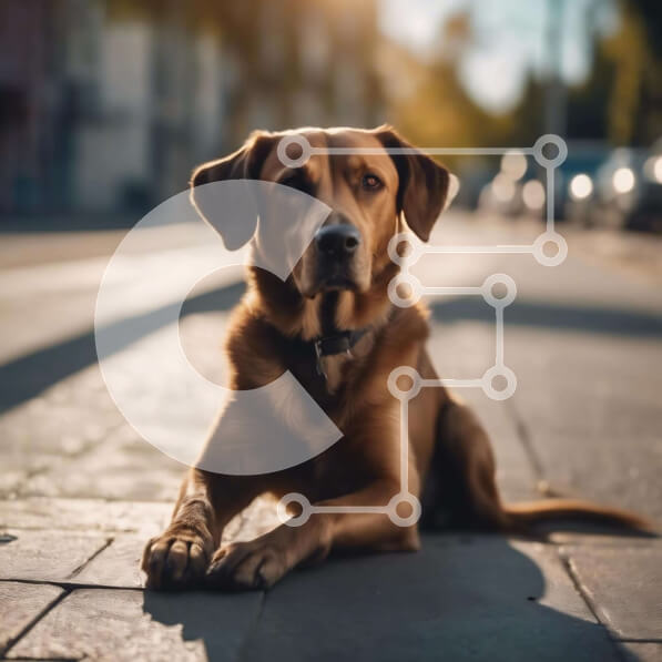 Intra Συλλεκτικό Ξύλινο Παζλ Plywood  4mm - Καφέ σκυλί που κάθεται στο πεζοδρόμιο Σε Ξύλινο Κουτί - Διαστάσεις: 10x10 cm – 25 κομμάτια